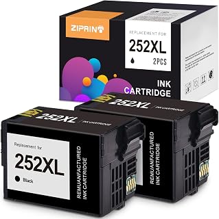 ZIPRINT Remanufactured Ink Cartridge Replacement for Epson 252XL 252 Ink for Epson Workforce WF-7720 WF-7710 WF-3640 WF-3630 WF-3620 WF-7620 WF-7610 WF-7110 Printer (252XL Black, 2-Pack)