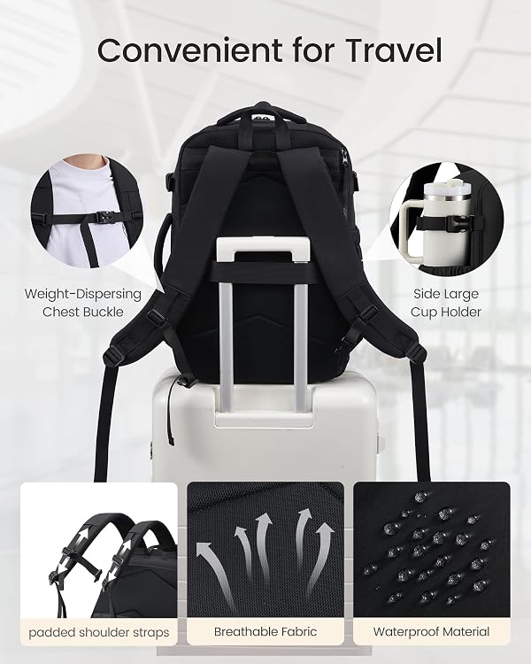 LOVEVOOK 40L Travel Backpack for Women & Men, TSA Approved Carry On Backpack with 3 Packing Cubes, Waterproof Personal Item Bag Fits 17" Laptop, Weekender Essentials Overnight Backpack for Trip by LOVEVOOK - Image 6