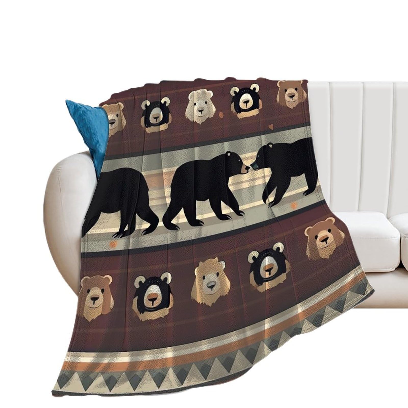 Couverture en flanelle ours premium, plaid en peluche de canapé
