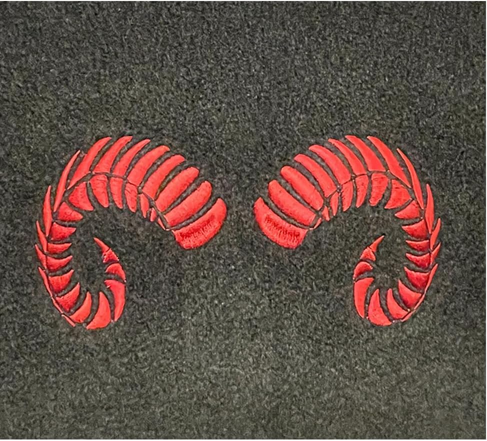 A Set of 4 Universal Fit Front and Rear Logo Plush Carpet Floor Mats - RED RAM