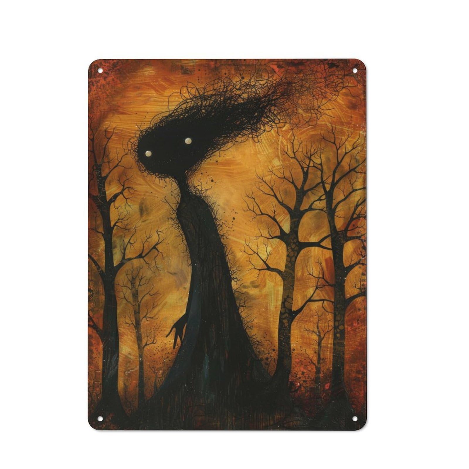 Junmoney Dark Forest Sprite Distressed Look Decorative Tin Sign 40X30cm, Vintage Wall Decor For Lounge, Study, Pub Or Wall Gallery