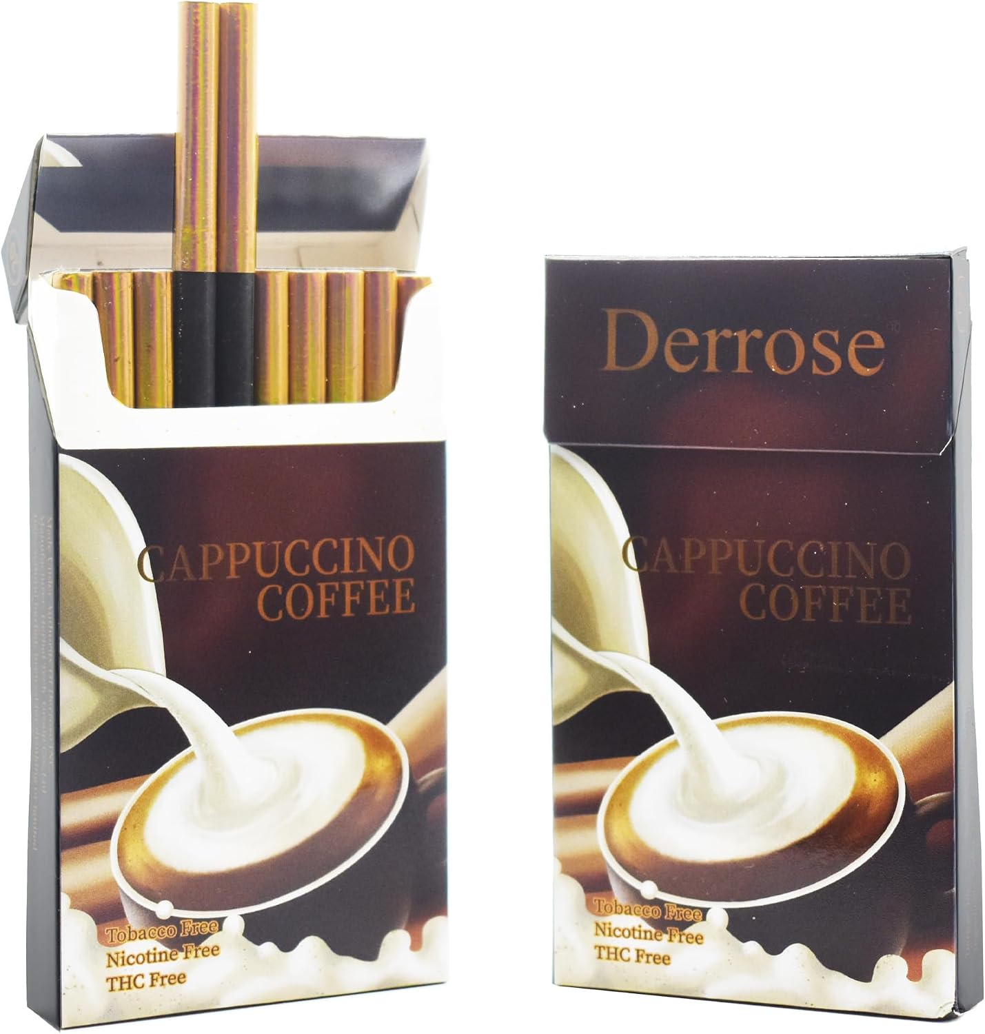 Derrose® Cappuccino Flavor Herbal Cigarettes, Nicotine & Tobacco Free Smokeless Inhalers to Help Quit Smoking, 2 Packs (40 Sticks Total)