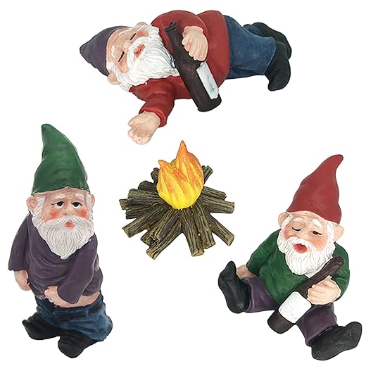 MUAMAX Miniatur Gartenzwerge 4PCS Fee Gartenzwerg Figuren Camping Zwerge Kleine Zwerge Miniatur Dekoration Fee Garten Zubehör
