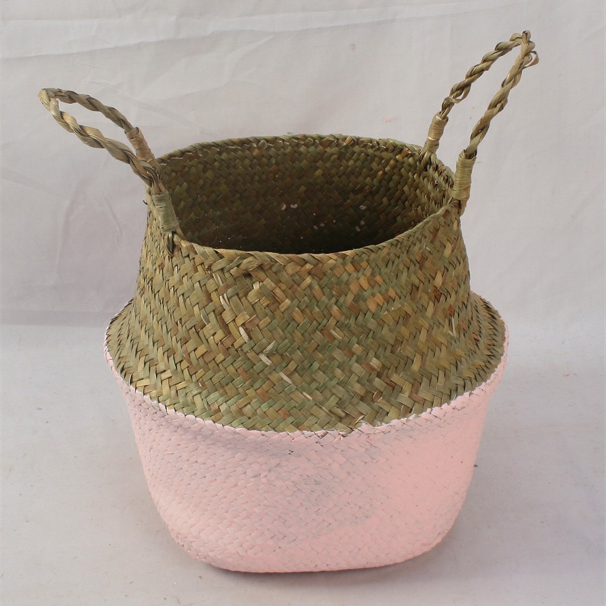 Baogu Pink Seagrass Belly Basket Laundry Washing Basket Plant Natural Storage Xl