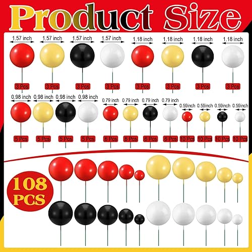 Miniatura 181 de 108 bolas para decoración de tartas, decoración de cupcakes, globos de espuma para hornear pasteles, boda, aniversario, decoración de cumpleaños