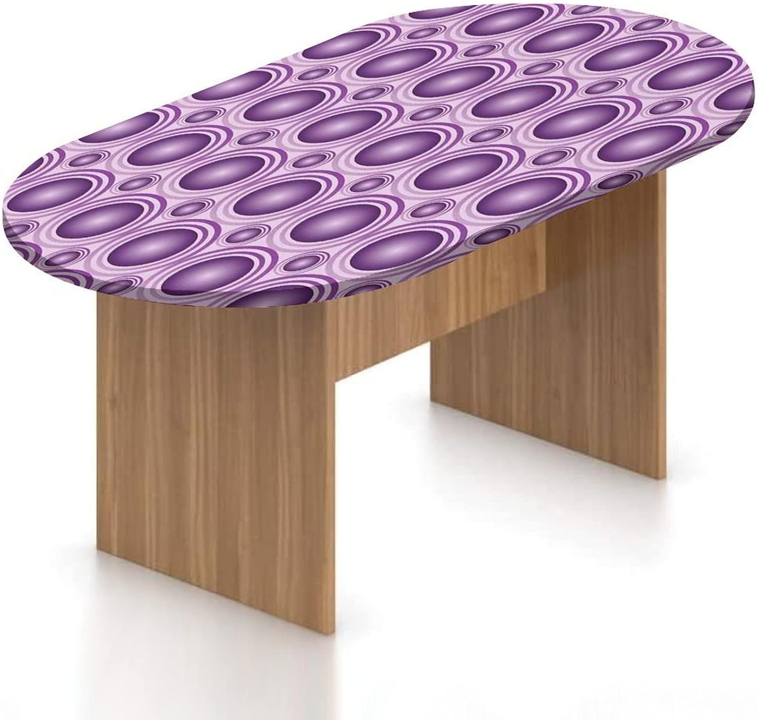 XISUNYA Oval Fitted Tablecloth, Medieval Elastic Edged Polyester Table Cover,Renaissance Icons Retro Style Baroque Print Fitted Table Pad, Fits Oval Tables up to 48" x 72" for Summer Autumn