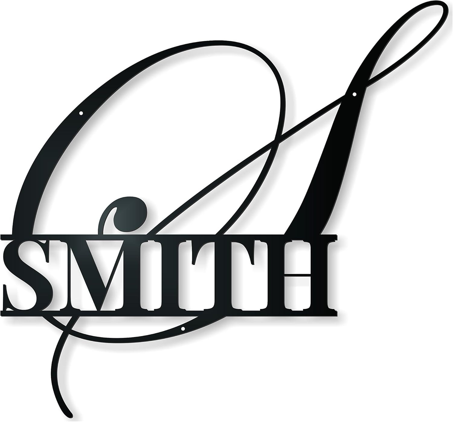 Personalized Custom Metal Outdoor Last Name Sign With Monogram 20x20