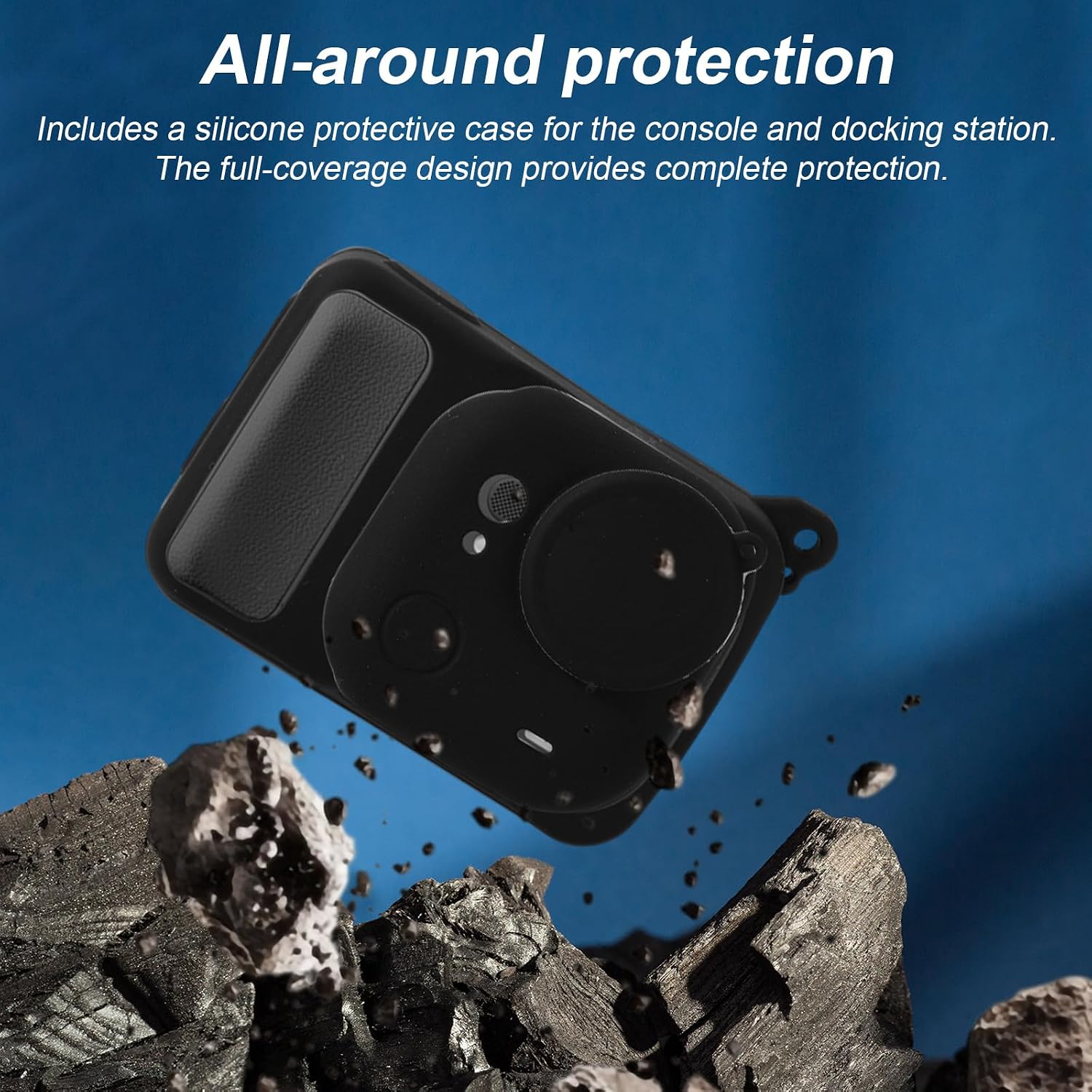 Silicone Case Cover Set Compatible with Insta360 Go Ultra, Includes Camera and Lens Small Protective Case & Anti-Loss Wrist Strap & Lens Anti-Loss Strap Dustproof Shockproof Accessories(Black) image 3