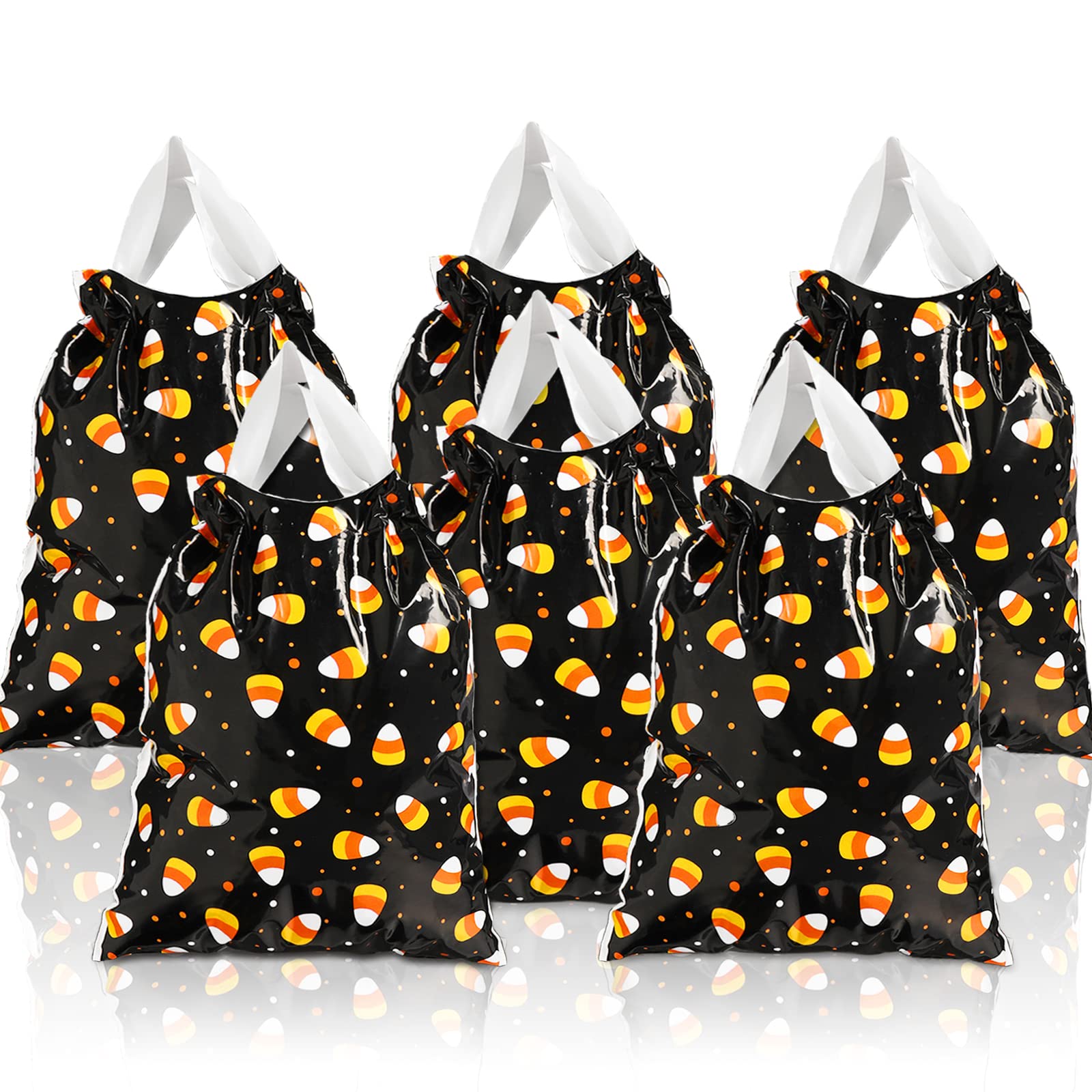 Whaline 72 Stück Halloween-Süßigkeitentüten – Mit Kordelzug, 15 X 20 Cm, Mais-Design, Aus Kunststoff, Für Party, Trick Or Treat, Gastgeschenke, Dekoration