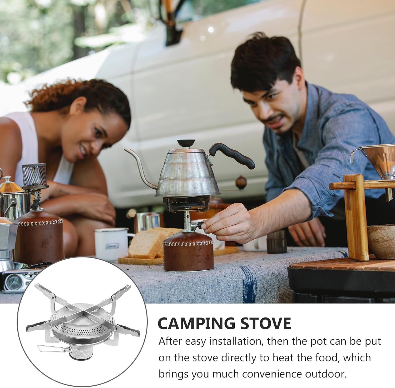 SECFOU Portable Stainless Steel Camping Gas Stove with Burner Head, Lightweight Outdoor Picnic Cooker for Backpacking and Hiking Cooking Tools Assorted Style Assorted style