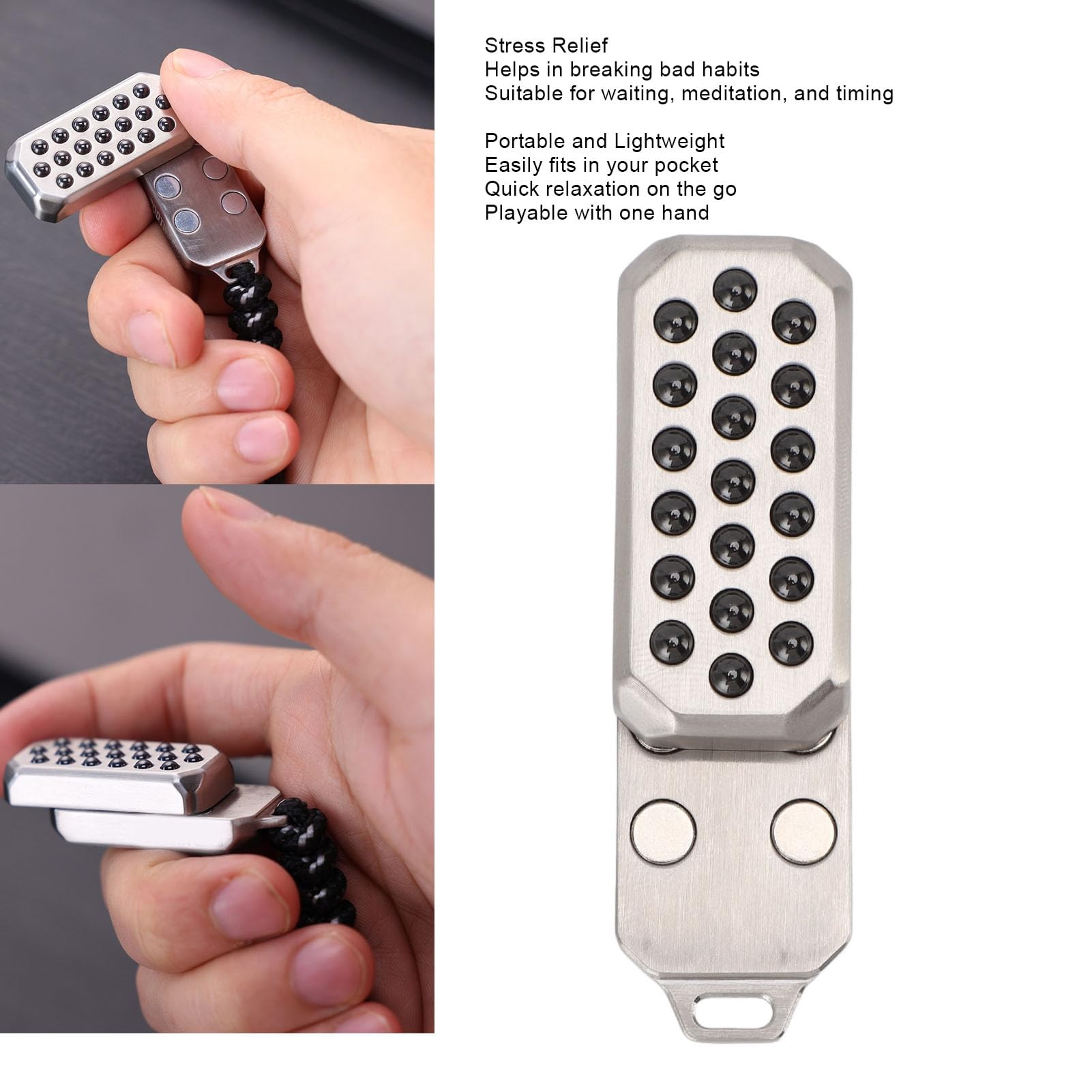 Fabater Giocattolo con Cursore per Carte Push Antistress in Acciaio Inossidabile per la Meditazione, Cursore a Mano Portatile per Viaggi/casa, Materiale in Acciaio Inossidabile 304
