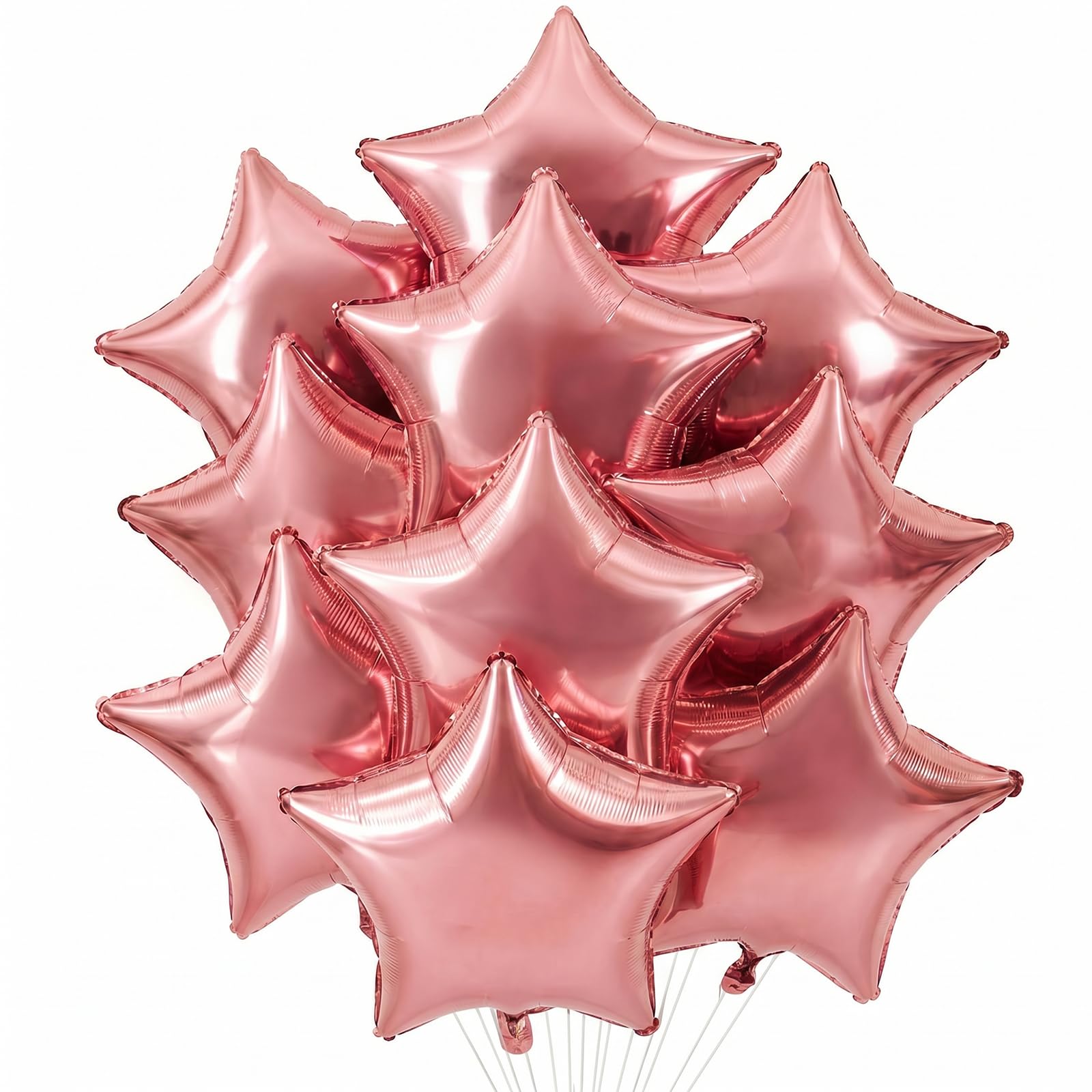Geukmun 12 Pcs Rose Gold Star Balloons, 18 Inch Metallic Rose Gold Star Foil Balloons, Pentagram Balloon for Birthday, Wedding, Baby Shower Party Decorations, Graduation — image 1