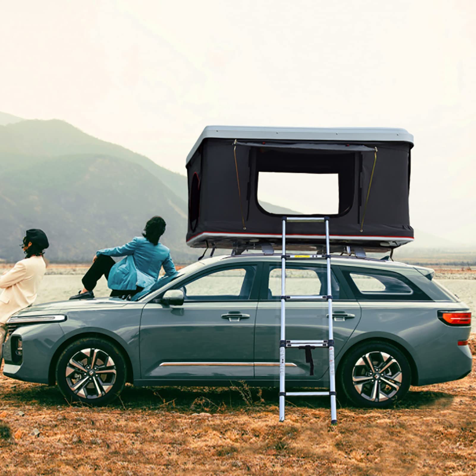 Tenda da tetto rigida per SUV, installazione pop-up, grande spazio per 2-3 persone, con scala e design impermeabile