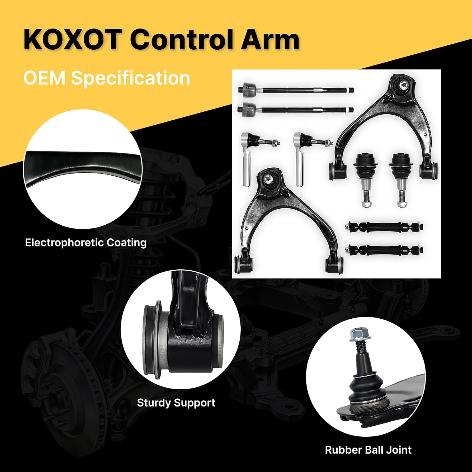 10Pcs Front Upper Control Arm Tie Rod Sway Bar End for Cadillac Escalade/ESV 2015-2019, for Chevrolet Tahoe Suburban 15-19, Silverado 1500 14-18, for GMC Yukon/XL 15-19, Sierra 1500 2014-2018