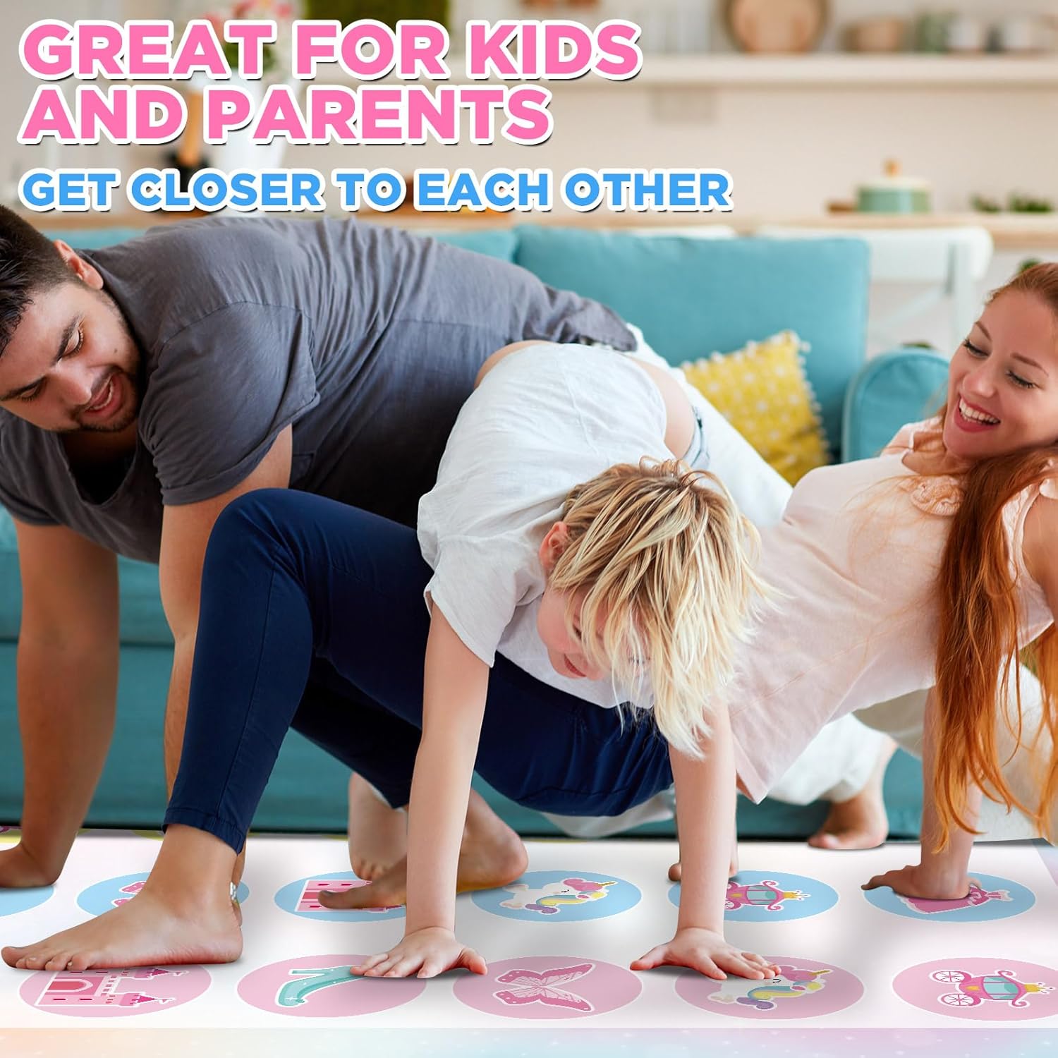Lonfliness Unicorn Pose Balance Floor Game for 2 or More Players, Pastel Rainbow Large Mat Party Game Indoor Outdoor Family Reunion Games for Friends Adults Group Activity Unicorn Party Favor Gift