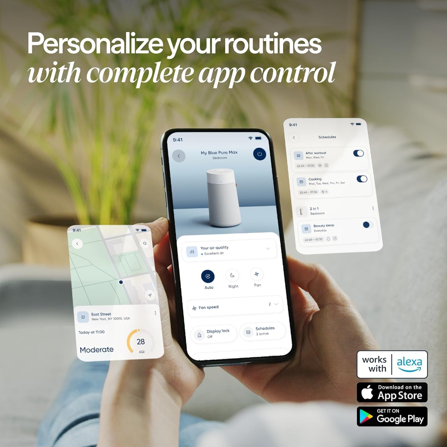 منقي هواء بلو ماكس/بيور 3350i بمستشعر هواء وفلتر هيباسيلنت 86 متر مربع يزيل 99.97% من حبوب اللقاح والغبار والعفن والبكتيريا والفيروسات بفلتر كربوني يقلل المركبات العضوية المتطايرة والروائح من بلو اير 2026 - view 3