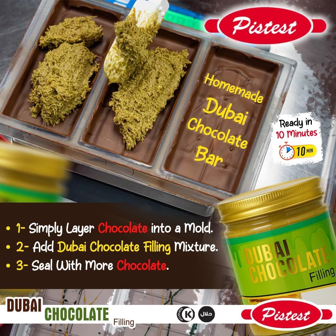 Pistest Dubai Chocolate Bar Mixture, 35 oz, Dubai Chocolate Bar Pistachio Filling, Crispy Premium Kataifi and Pistachio Cream, Single Ingredient to Make Viral Candy