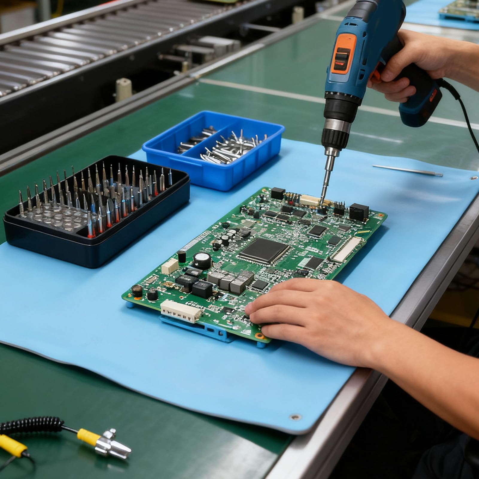 Eujgoov Antistatische Matte mit Erdungsdraht, Flexibles ESD-Pad, 26,4 X 20,1 Zoll für Elektronikreparatur und Werkbank