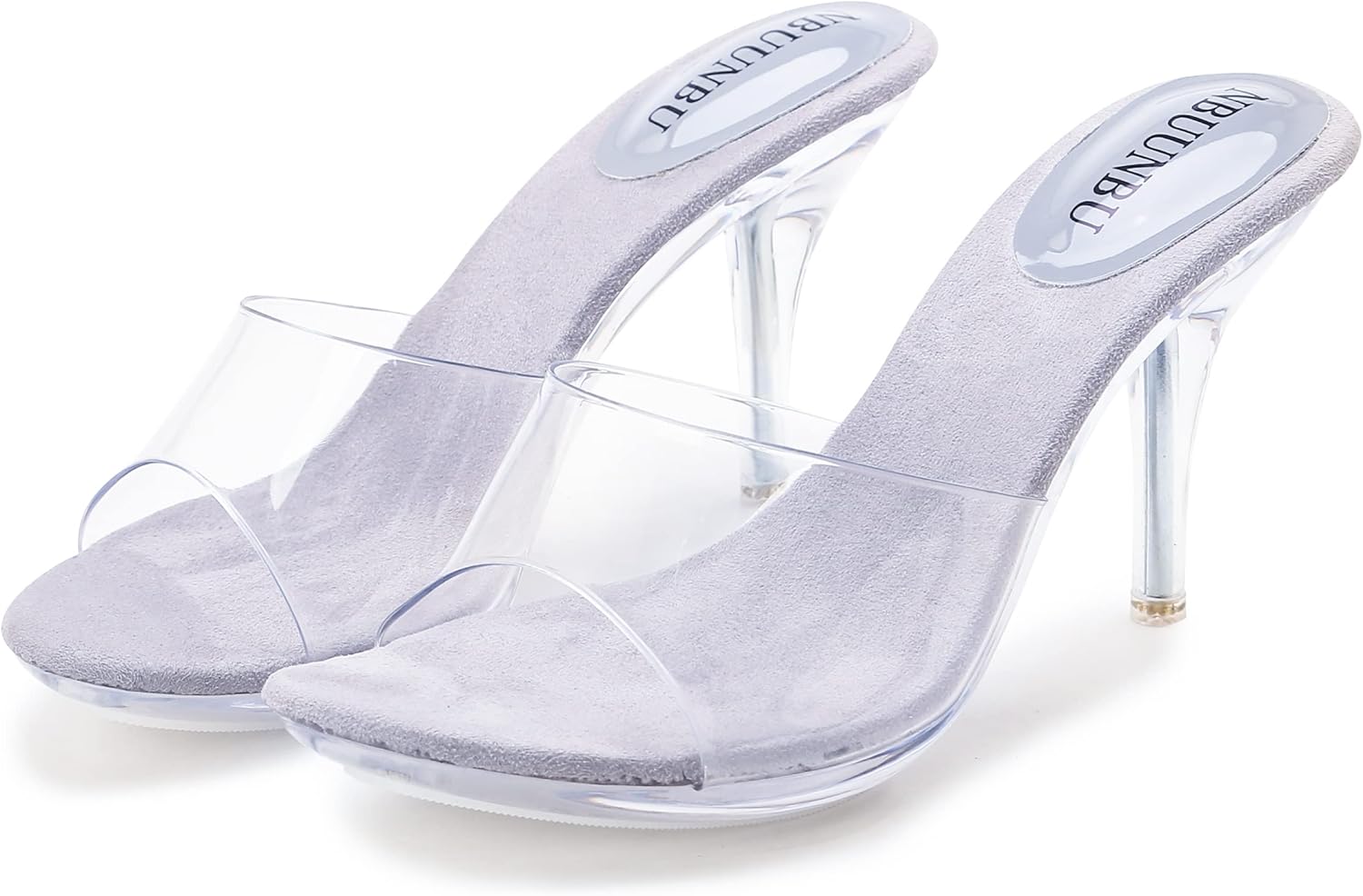 NBUUNBU Silver Clear Heels For Women Dress Shoes Transparent Strap Sexy Stilletos Heels Open Toe High Silver Heeled Sandals Pump Mules - Image 9