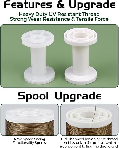 Miniatura 5 de FIVEIZERO - Hilo de tapicería extrafuerte, hilo de nailon unido de 330 yardas para cuero de mezclilla, manualidades, máquina, bricolaje y hogar