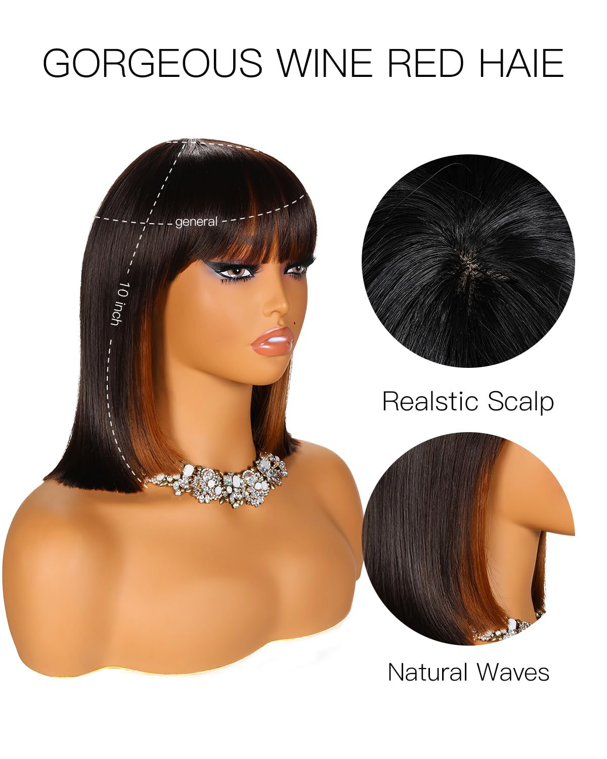 Amazon.com: YYHR Short Bob Wig With Bangs 10