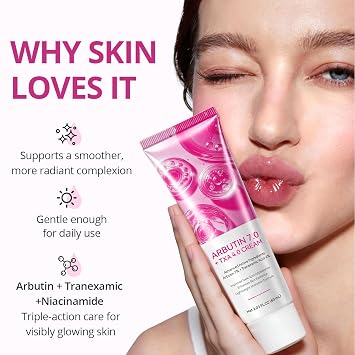 Arbutin Cream, Arbutin 7% + Tranexamic Acid 4% Face Cream for Dark Spots, Freckle, Blemishes and Pigmentation Hydration for All Skin Types, 2.0 fl.oz