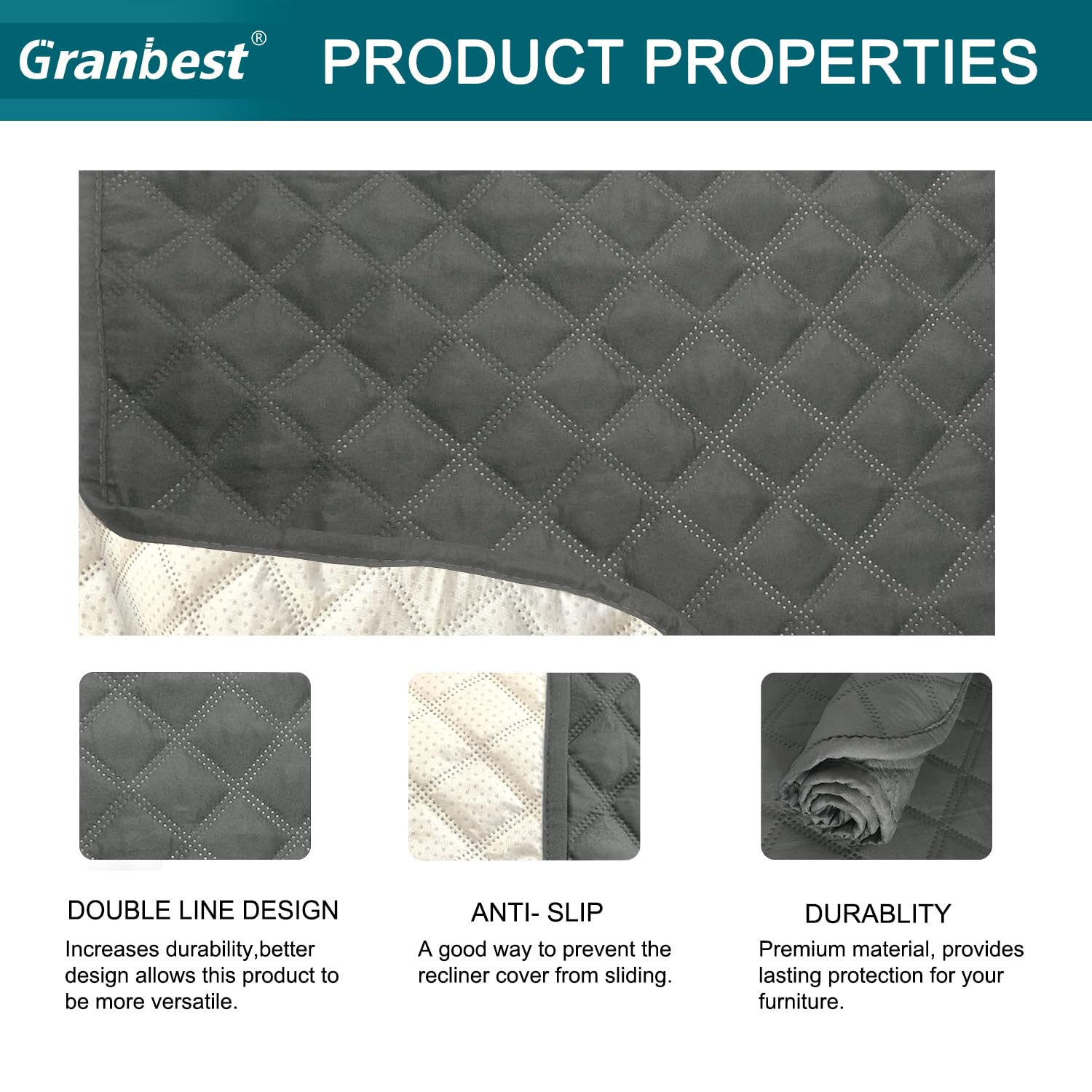 Granbest Funda de sofá impermeable de 2 plazas, antideslizante, lavable, para niños, mascotas, perros, gatos, funda de cojín universal (Gris)