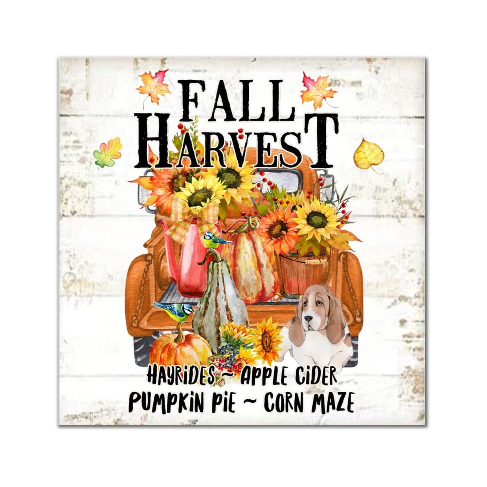 Plaque murale suspendue Fall Harvest bois citrouille 30cm