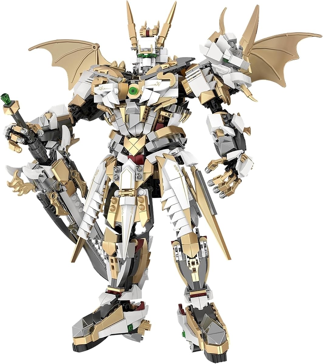 Hero Mech Building Blocks Set for Adults,Golden Armor Robot Model Building Kit with Classic Swords, Hard Core Chinoiserie Style Collectible Ninja Gifts for Man Teens Ages 14+ (1609 Pieces)