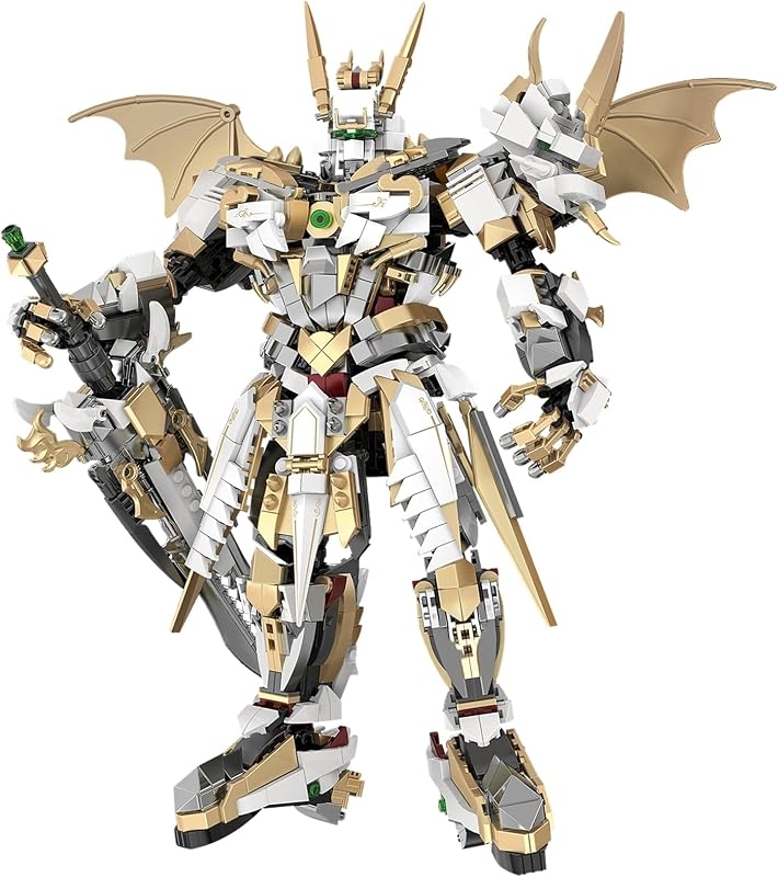 Hero Mech Building Blocks Set for Adults，Golden Armor Robot Model Building Kit with Classic Swords, Hard Core Chinoiserie Style Collectible Ninja Gifts for Man Teens Ages 14+ (1609 Pieces)