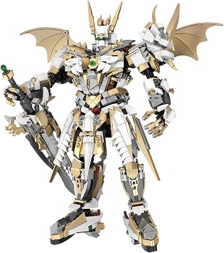 HIGH GODO Hero Mech Building Blocks Set for Adults,Golden Armor Robot Model Building Kit with Classic Swords, Hard Core Chinoiserie Style Collectible Ninja Gifts for Man Teens Ages 14+ 1609 Pieces