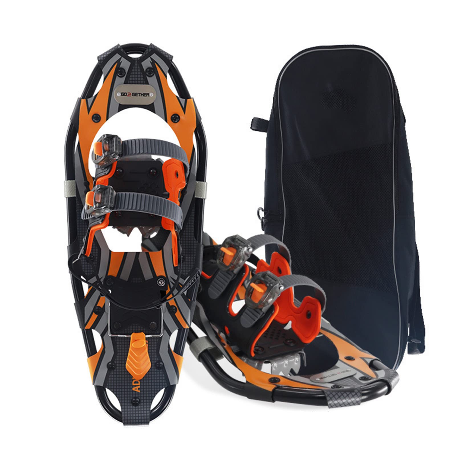 Raquettes À Neige Légères 25/30'',Raquettes À Neige en Alliage D'aluminium,avec des Fixations en Nylon Réglables Et Un Sac De Transport,pour Hommes Femmes Jeunes,Orange,25 inch