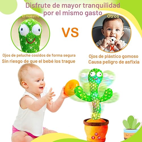 Miniatura 3 de Juguete recargable de cactus parlante bailarín para bebé, volumen ajustable, canto, imitación, repetición, juguetes de bebé para niñas y niños,