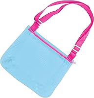 Vista 8 de UTTPLL Bolsa de playa de malla colorida ajustable para niños, bolsa de red de secado rápido para conchas marinas que recolecta arena juguete