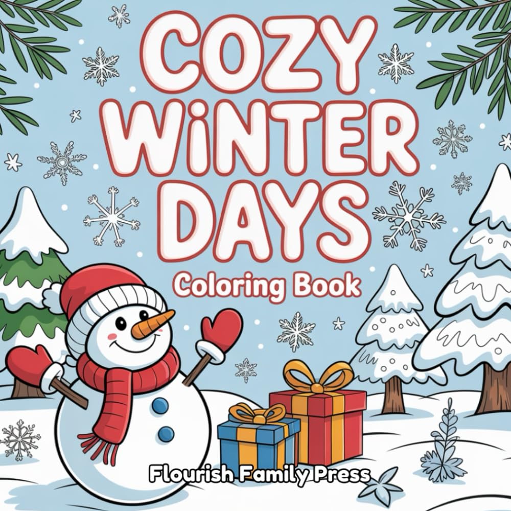 Cozy Winter Days Coloring Book: Cute and Whimsical Winter Wonderland Scenes for Simple, Relaxing Coloring