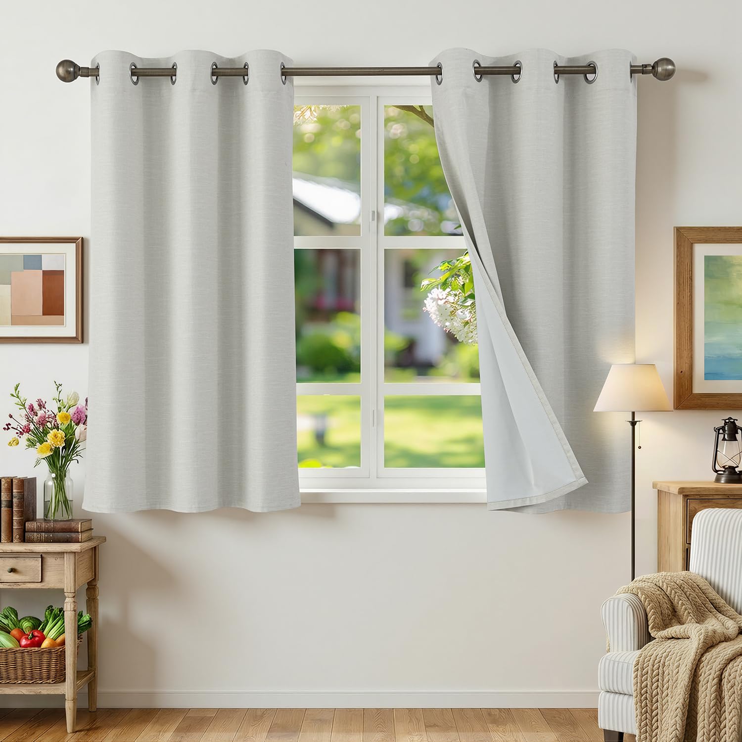 Cortinas para salón opacas de 90x120 cm que reducen el ruido y aíslan la temperatura