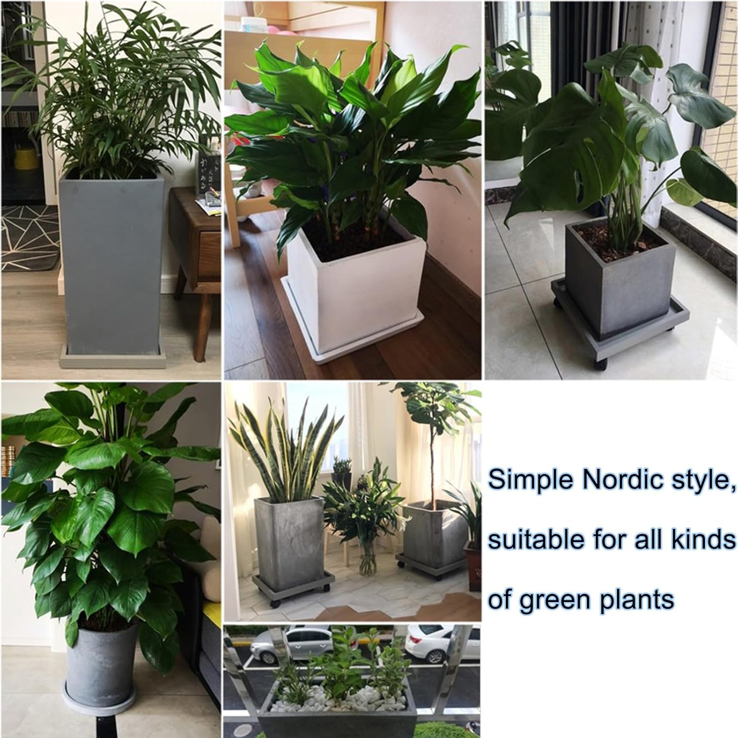 Plastic Drip Pan, Square Rolling Plant Caddy Saucer with Wheels, Heavy Duty Wheeled Planter Stand for Potted Plant, Coaster Roller Base Tray with Casters(White,42x42x10.5cm/16x16x4.1in)