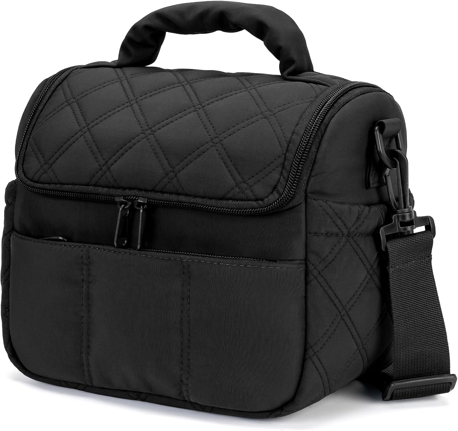 Lunch Bag Insulated Leakproof, Quilted Puffer Lunch Bag Women Lightweight for Work Travel Beach Picnic, Medium(Normal), Pink