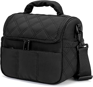 Lunch Bag Insulated Leakproof, Quilted Puffer Lunch Bag Women Lightweight for Work Travel Beach Picnic, Medium(Normal), Black