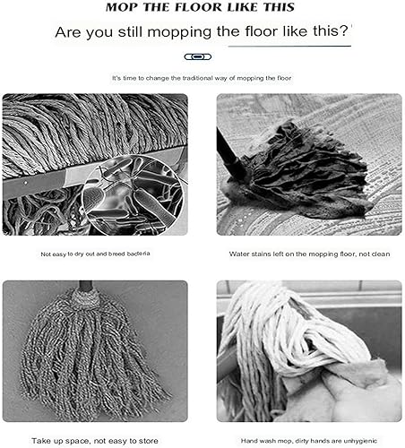 Miniatura 5 de Goodergear - Trapeador de mano Goodergear, trapeador plano grande y sistema de cubo, color azul, 4 trapeadores