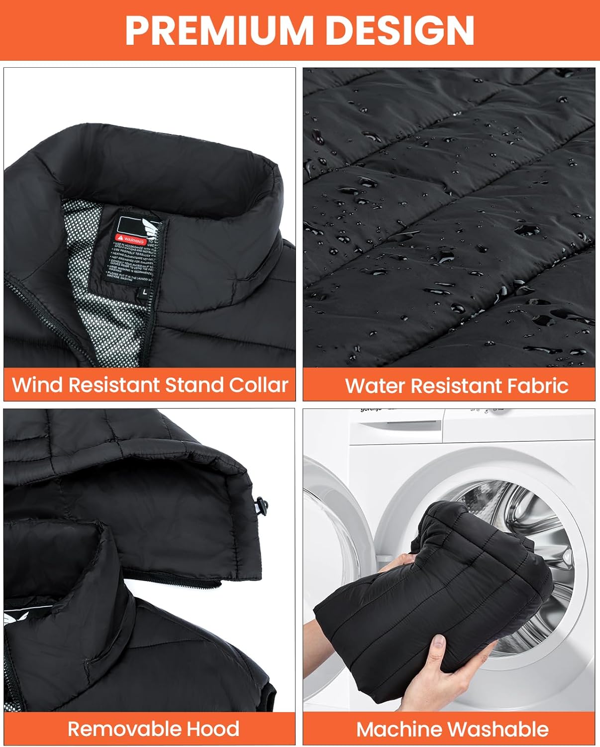 Heated Vest for Men with Rechargeable Pack Included, Waterproof Electric Warming Mens Heated Vests with Hood - Image 6