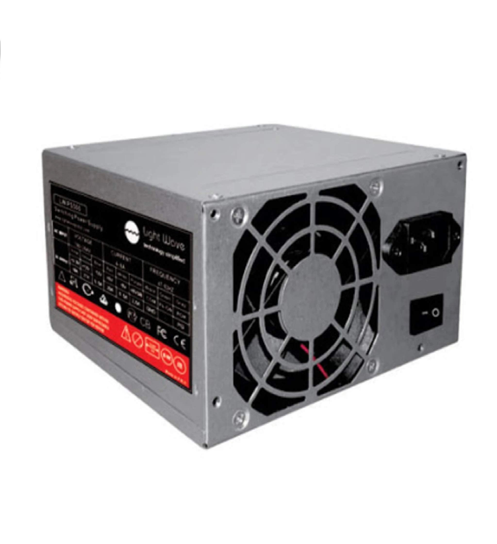 Lightwave PS500W Ultra-quiet Power Supply - 24 pins, High Efficiency, Under voltage Protection and short Voltage Protection.