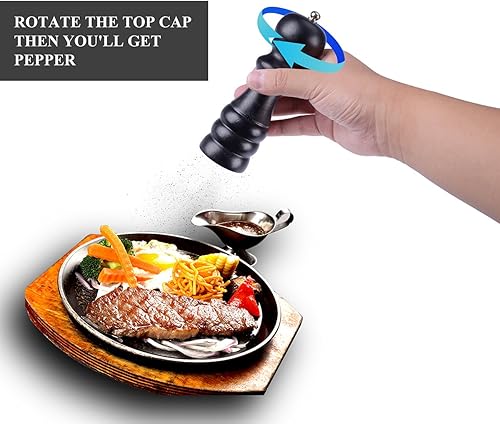 Miniatura 4 de Juego de molinillo de sal y pimienta, salero y pimentero de primera calidad con grosor ajustable, molino de cerámica, molinillo de sal de madera y