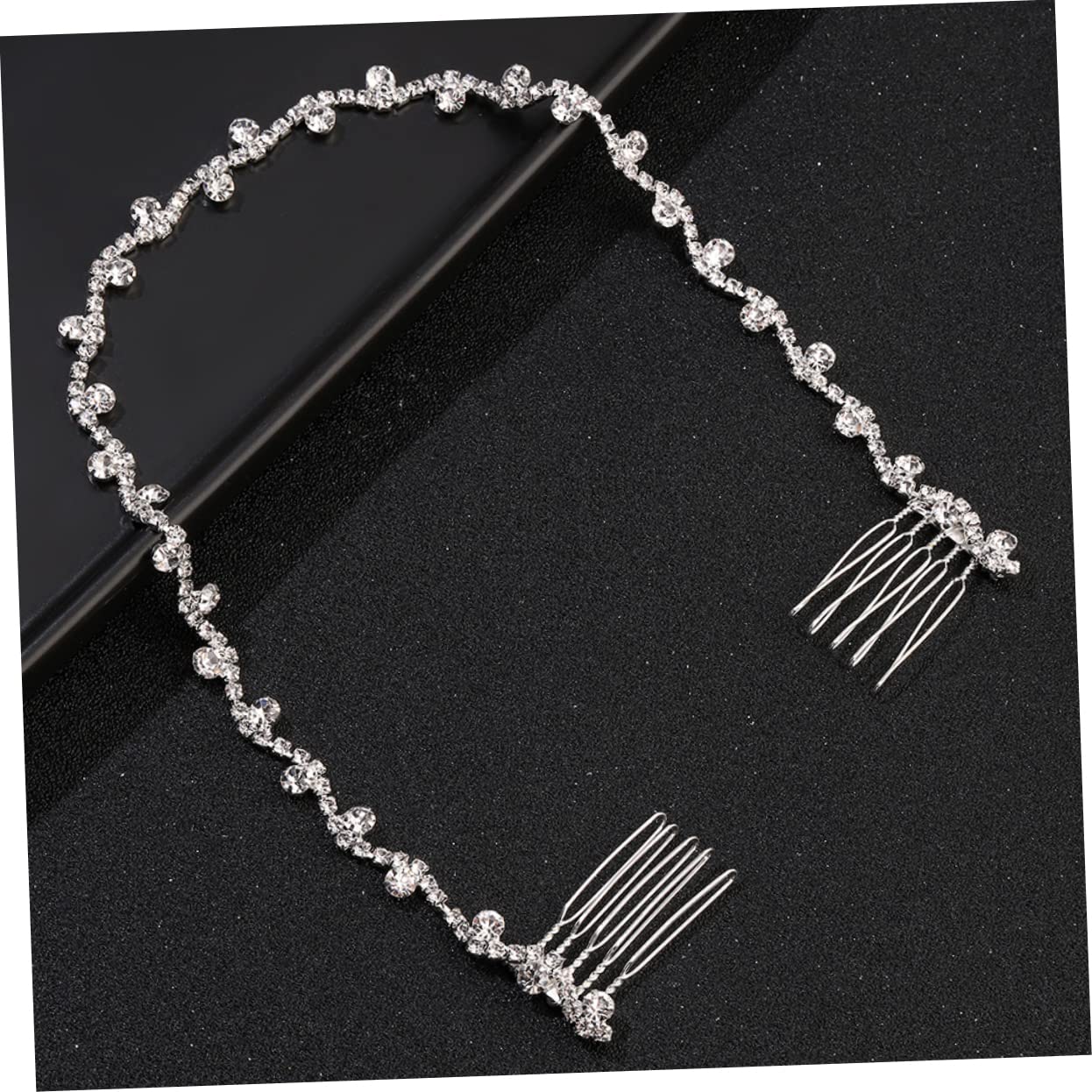 Mikinona 2pcs Sparkly Bridal Hair Comb Rhinestone Chain Headdress Wedding Hair Comb Headband for Women Decoration for Bride - Image 2