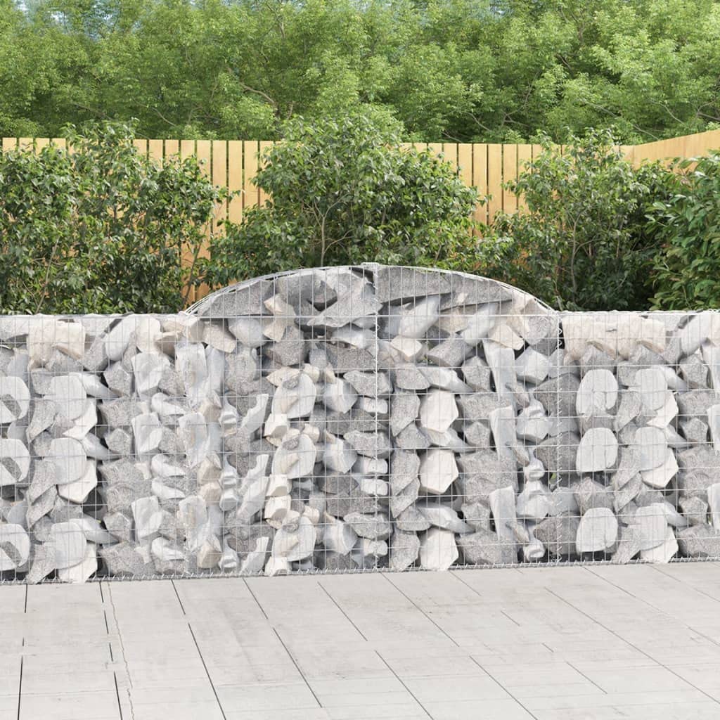Kosze gabionowe łukowe 10 szt. 300x30x100/120 cm żelazo ocynkowane | Drut odporny na korozję 3,5 mm, haki wzmacniające, wypełnienie kamieniem lub żwirem, zastosowanie w ogrodzie na patio
