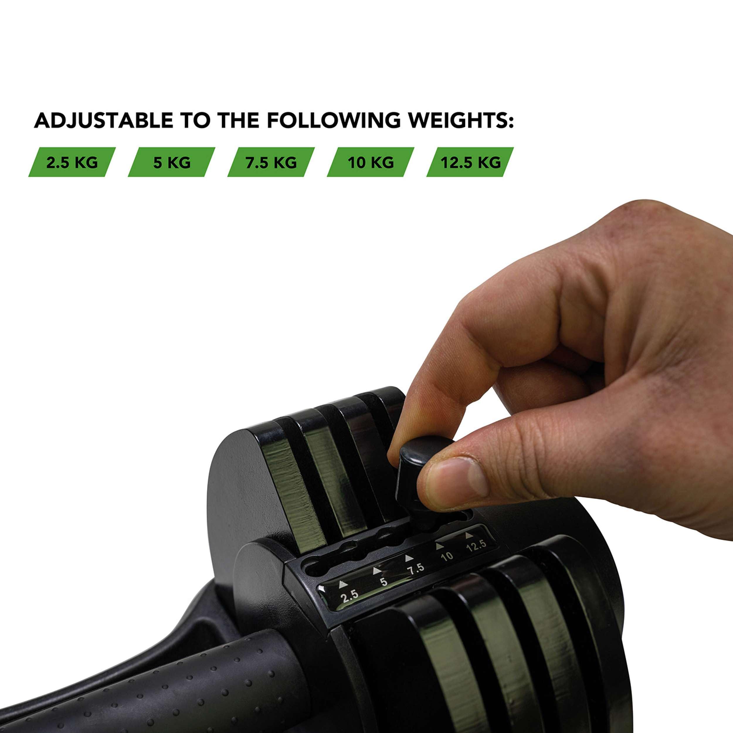 Tunturi Selector Dumbbell - Mancuerna ajustable con incrementos de hasta 12,5 kg, 2,5 kg
