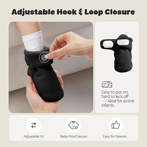 Miniatura 4 de Botines de forro polar para recién nacido, unisex, antideslizantes, para recién nacidos, primeros pasos, zapatos cálidos para la casa para bebés,