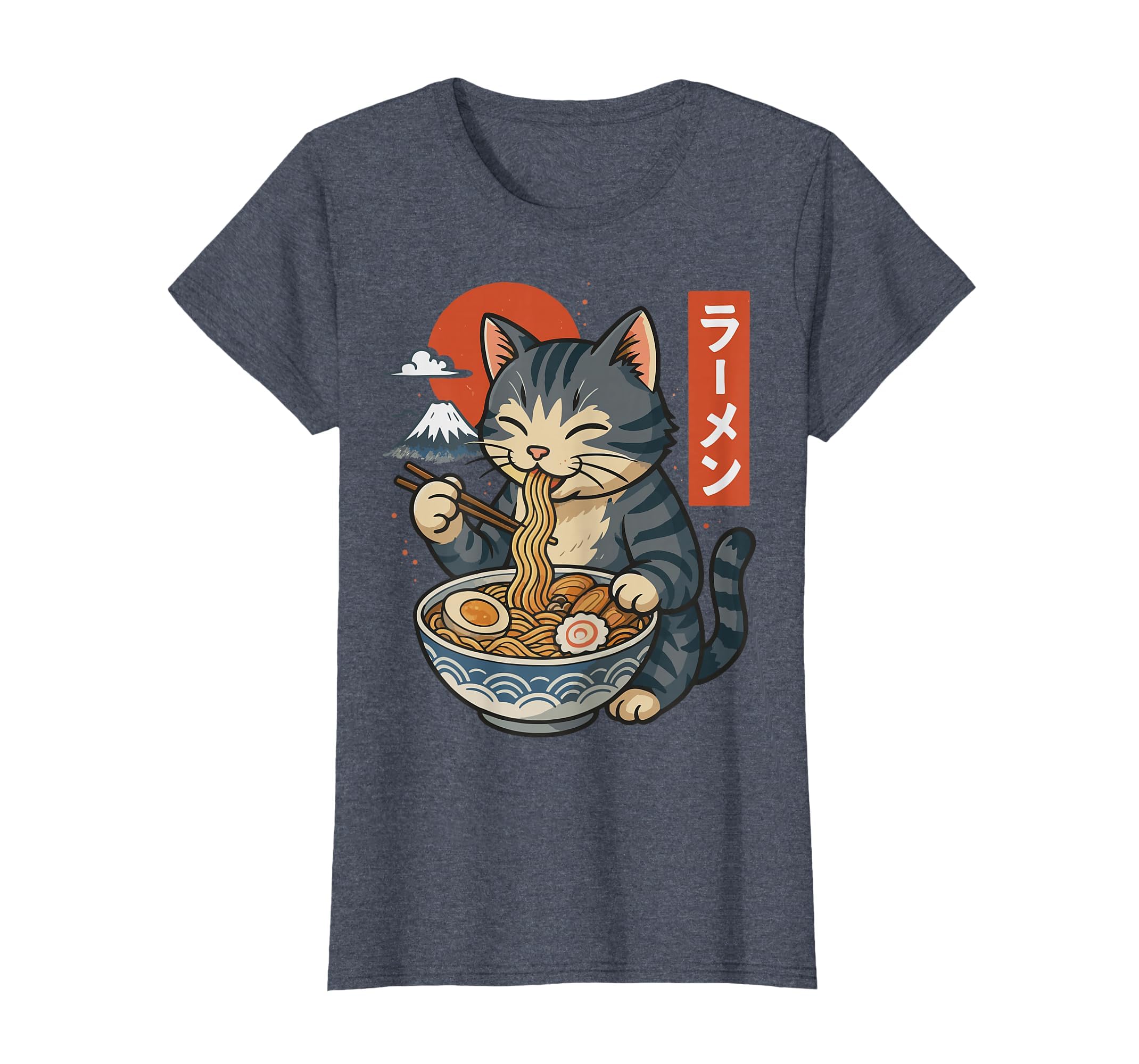 Anime Cat Eating Ramen Retro Kawaii Ramen Cat T-Shirt
