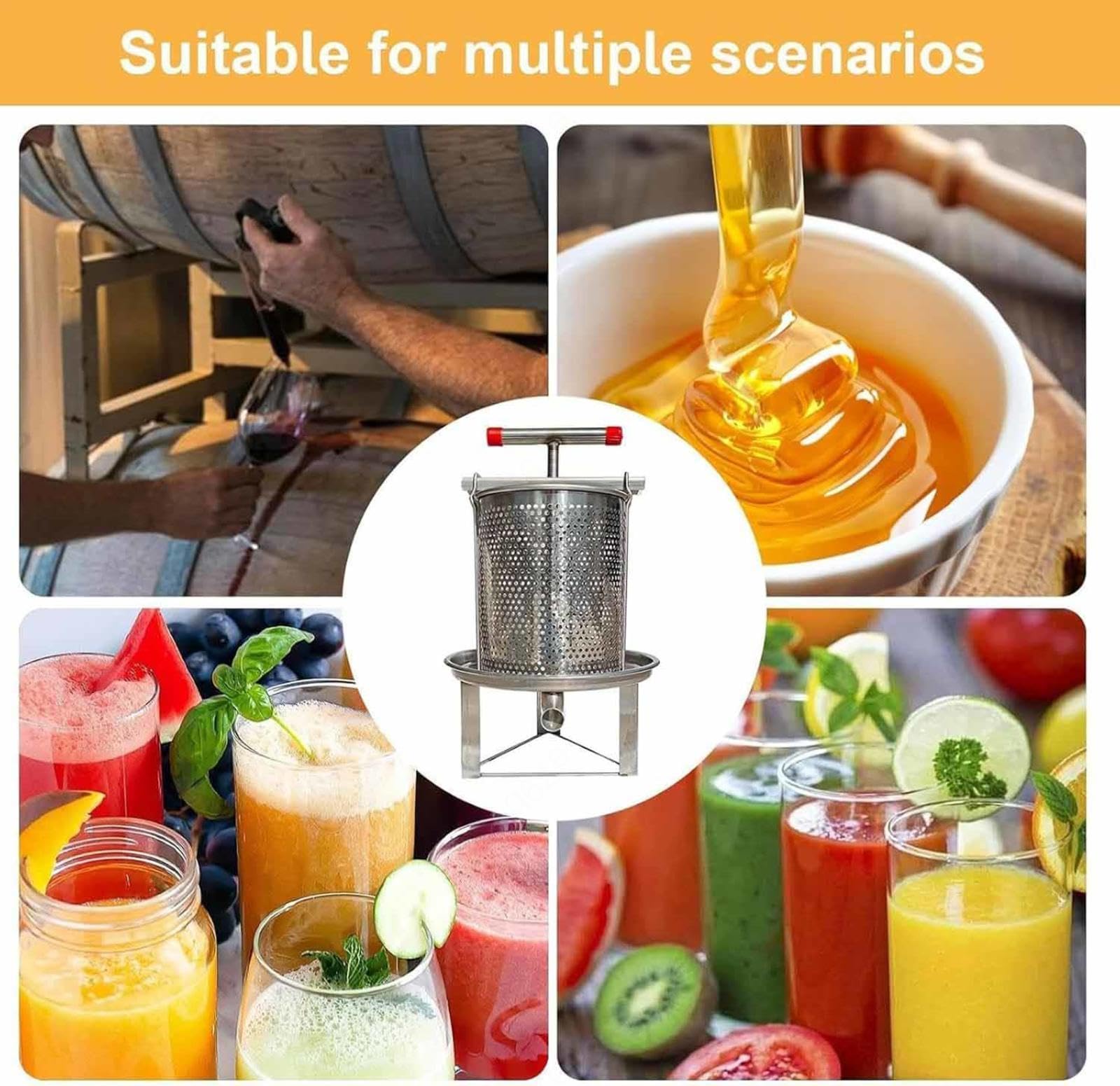 estrattore di miele manuale in acciaio inox pressa manuale per frutta manual honey press extractor Attrezzatura apicoltura per Uva Frutta e Verdura Uso Domestico