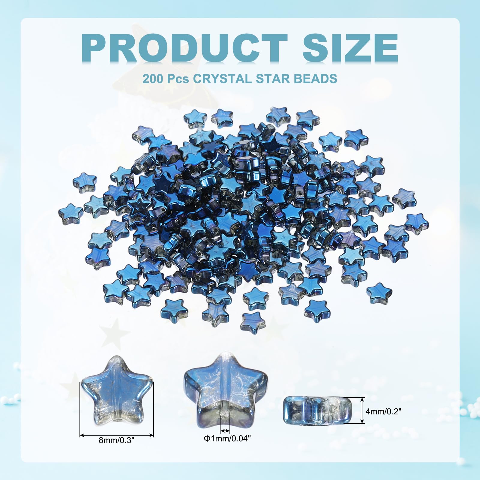 PATIKIL 8mm Crystal Star Beads, 200 Pcs Glass Spacers Bead Star Shaped Charm Pendants for Jewelry Making Bracelet Necklace DIY Black - Image 2
